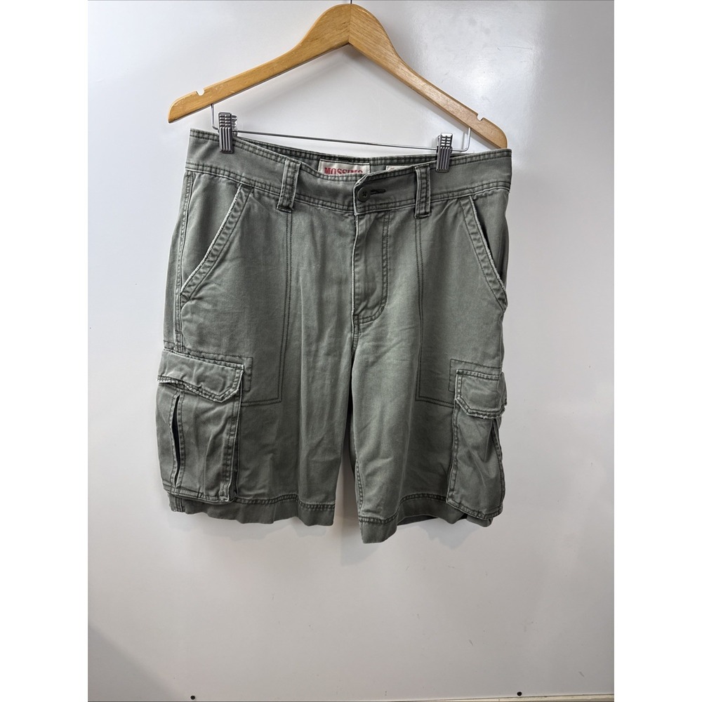 Mossimo Supply Co Cargo Shorts Men's 34Army Green Baggy Y2K Rip Stop Distressed